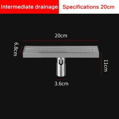 20*6.8cm DN50 Thickened Solid Striped 304 Stainless Steel Floor Drain Shower Room Long Strip Large Displacement Odor Proof Floor Drain