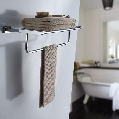 Bathroom Brass Towel Rack Polished Chrome Two Layers Towel Shelf