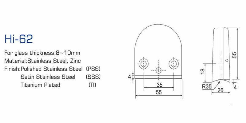 Hi-62 Hot Sale Shower Bathroom to Wall Glass Clip