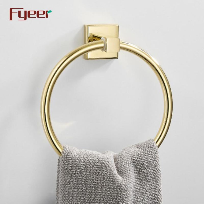 Fyeer Gold Plated Solid Brass Bathroom Accessory Set