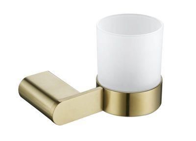 Modern Wall-Mounted SUS304 Brushed Gold Bathroom Tumbler Holder (NC6002G)