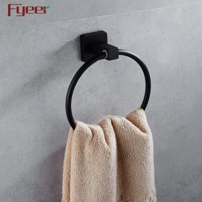 Fyeer Bathroom Accessory Aluminum Matt Black Towel Ring