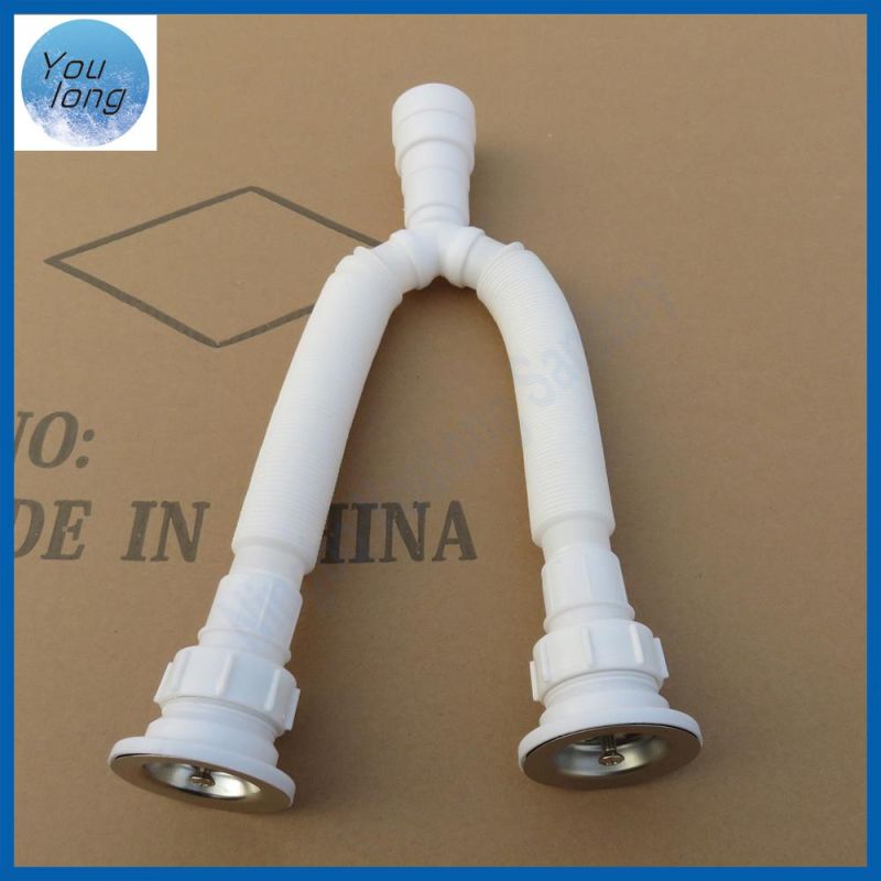 Y- Shape Pipe PVC Flexible Drain Pipe Kitchen Double Sink Drainage Hose