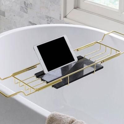 Brass Over Bathtub Racks Expandable Bath Caddy for The Elegant Tub Chrome Polished