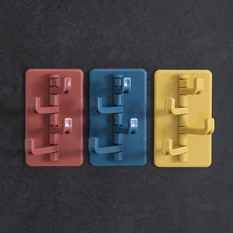 Bathroom Hook Plastic Self Adhesive Hanger Hooks Rotating Wall Hook