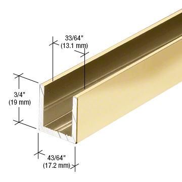 Brite Gold Anodized 1/2&quot; Fixed Panel Shower Door Deep U-Channel - 95&quot;