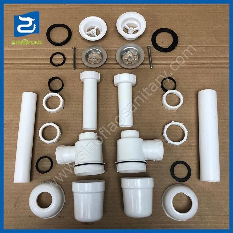 White PP Strainer Basin Drain Siphone Bottle Waste Set