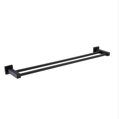 China Manufacturerbathroom Brass Black Square Double Towel Bar (300748BK)