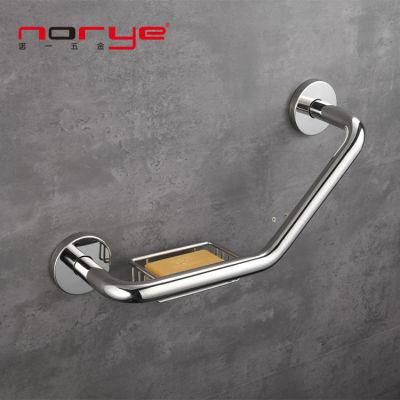 Stainless Steel 304 Material Disabled Bathroom Handicap Grab Bar with Basket Soap Dish