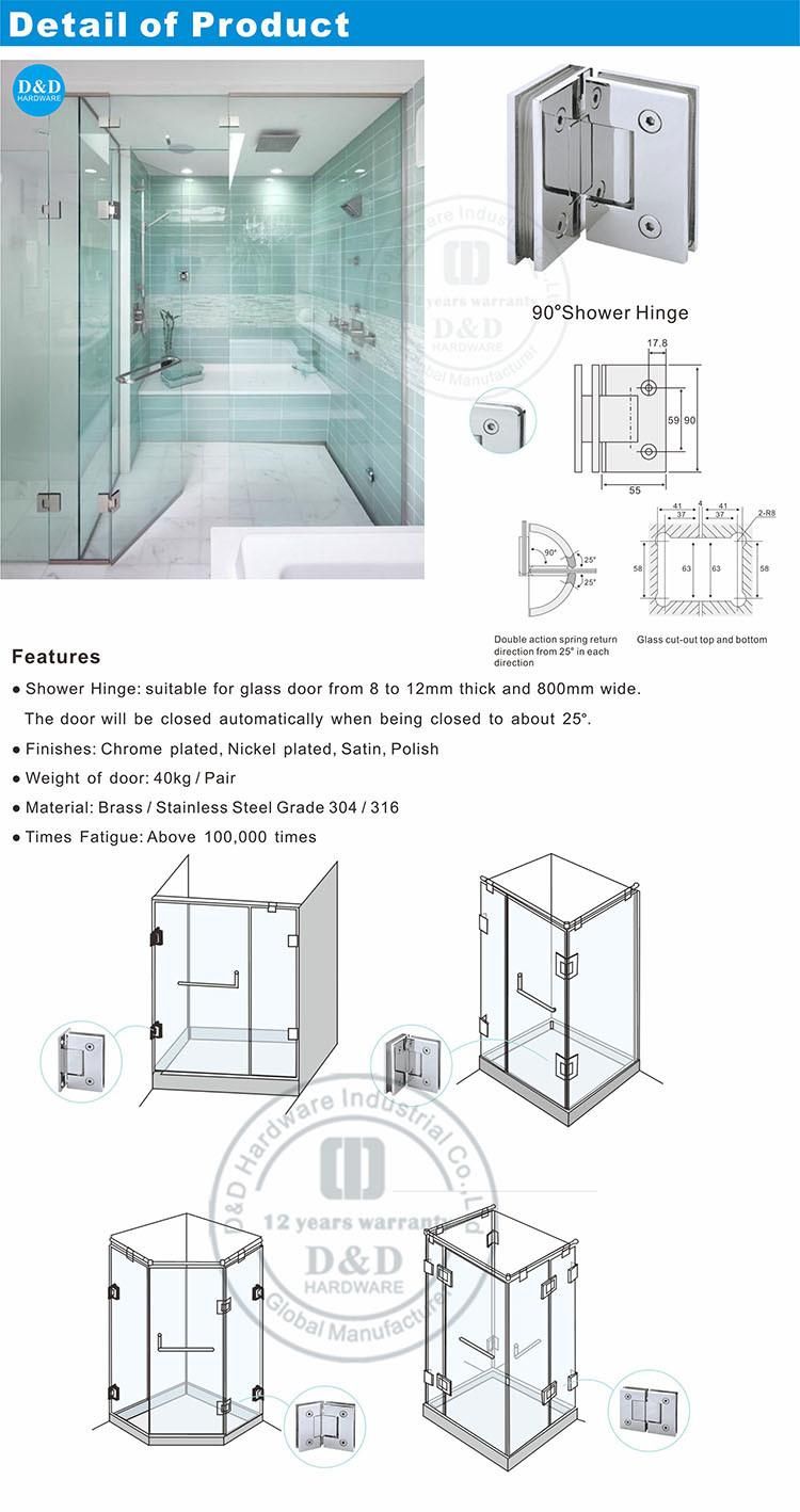 Shower Room Glass Door Ironmongery Glass Door Hinge in Stainless Steel