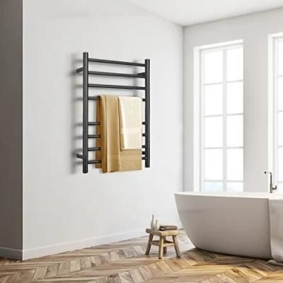 Stainless Steel Round 8 Bars Heated Towel Warmer Rack with Timer
