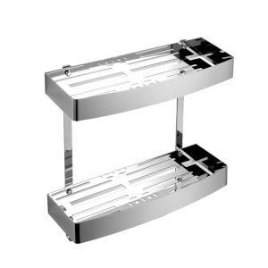 Luolin Bathroom Shower Shelf Premium Thicked 304 Stainless Steel 2 Tier Rectangle Rack Shower Caddy Organizer with Hooks, Polished 973240