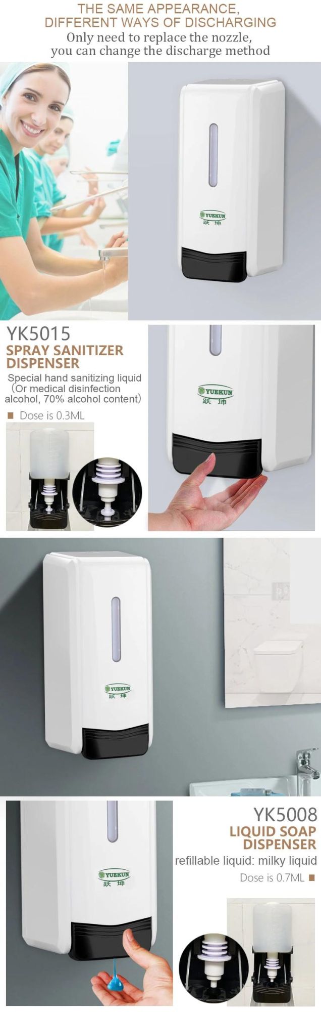 Yuekun Wholesale 2021 New Hand Spray Factory Hand Soap Dispenser for Hotel