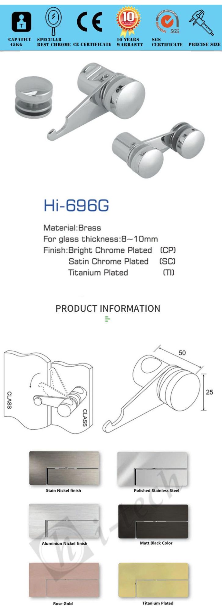 Shower Knob Lock Glass Door Lock with Knob