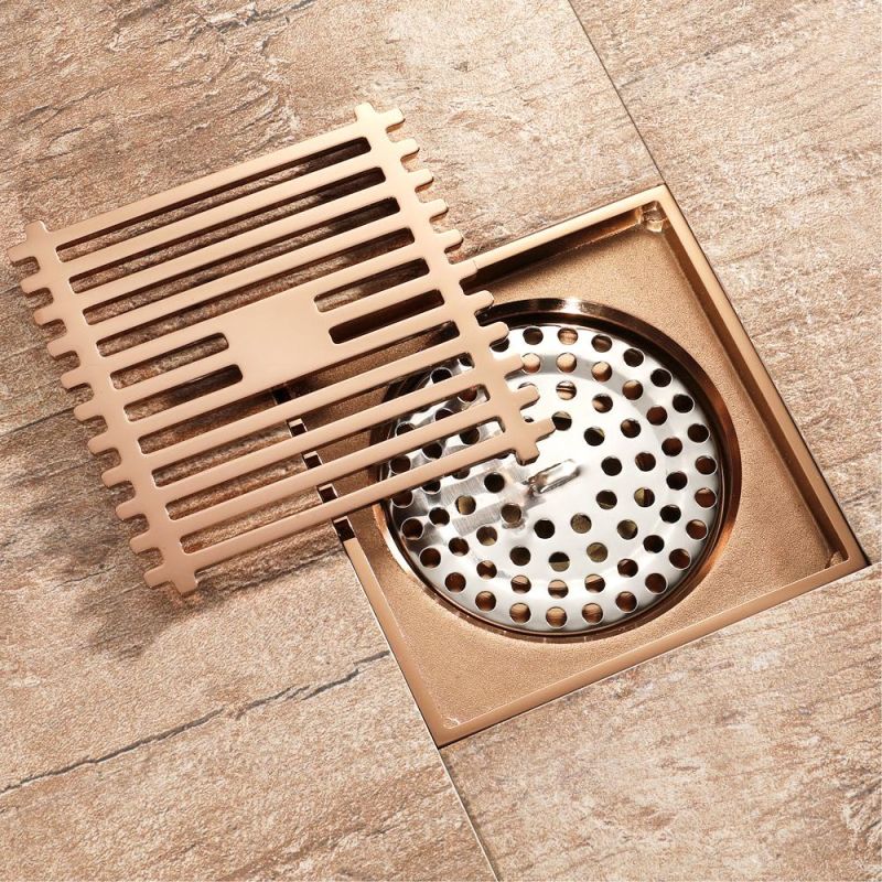 China Factory Shower Rose Floor Drain Hair Catcher Gold Concealed Floor Drainer