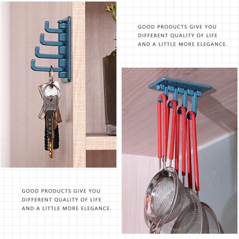 Bathroom Hook Plastic Self Adhesive Hanger Hooks Rotating Wall Hook