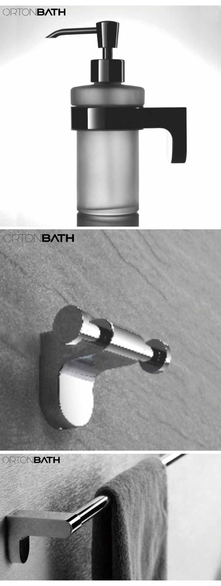 Ortonbath 5-Pieces Matte Black Bathroom Hardware Set SUS304 Stainless Steel Round Wall Mounted - Includes Hand Towel Bar Toilet Paper Holder Soap Dispenser