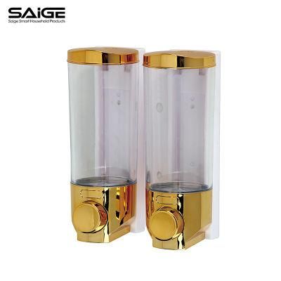 Saige 350ml*2 Hotel Bathroom Wall Mounted Plastic Manual Soap Dispenser