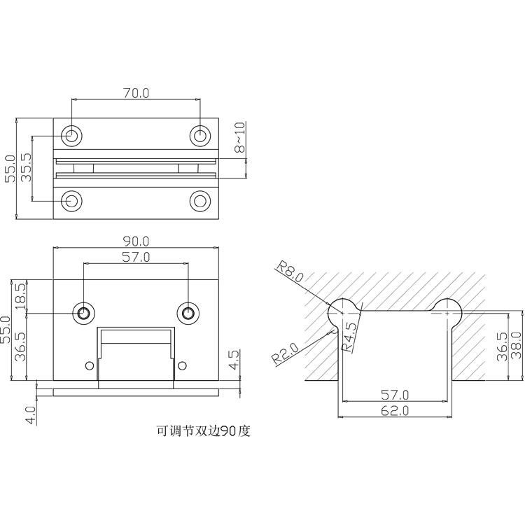 Spring Loaded Glass Hinges Glass Shelf Clamp Bracket