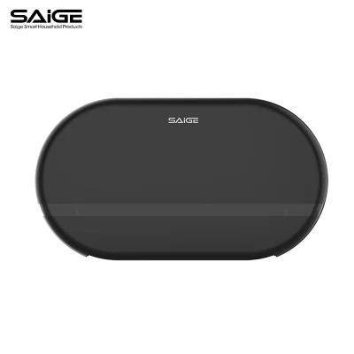 Saige High Quality Plastic Wall Mounted Black Double Toilet Paper Dispenser