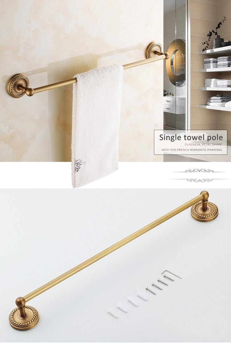 Antique Brass Wall Mounted Towel Shelf Double Tiers Towel Holder