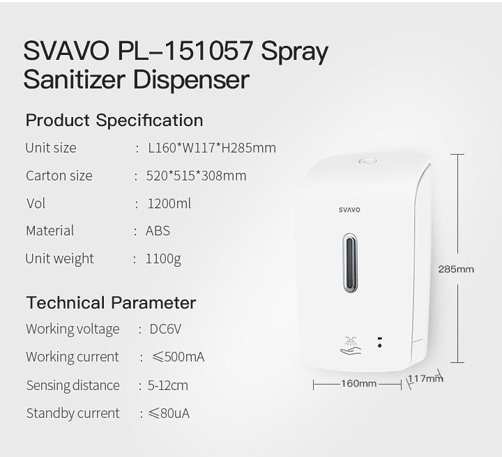 Cost-Effective White/Black Wall Mounted Touchless Alcohol Spray Hand Sanitizer Soap Dispenser