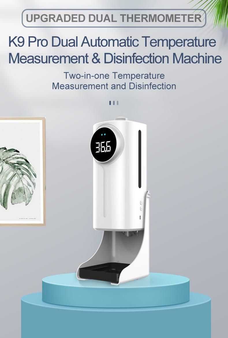 Infrared Disinfectant White Liquid Gel Foam Soap Hotel Public Place Alcohol Spray Automatic Hand Wash Sanitizer Dispenser with Thermometer