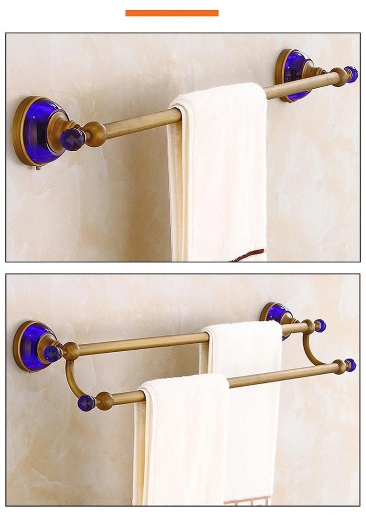 Commercial Antique Blue Marble Decorate Bath Set Hotel Wall Mounted Towel Rack