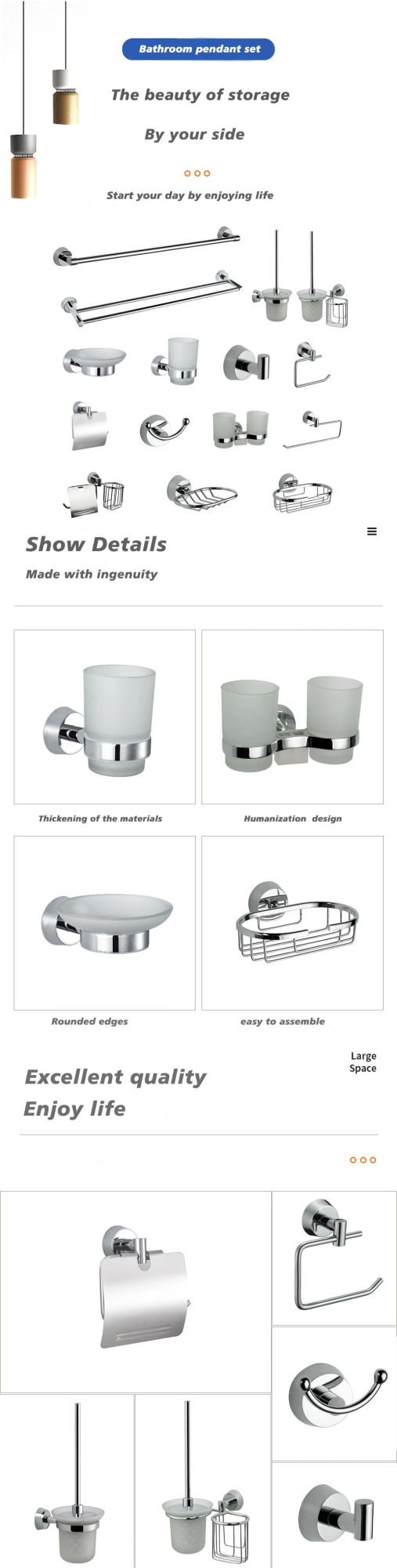 Fashion Bathroom Accessory Zinc Washroom Accessories Bathroom Accessories Set 6