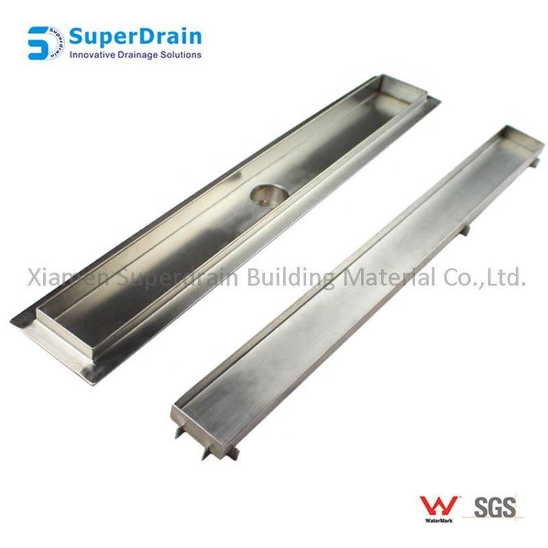 Anti-Splash Ss 304 / 316 Cleanroom Stainless Steel Linear Floor Drain with Cover Plate