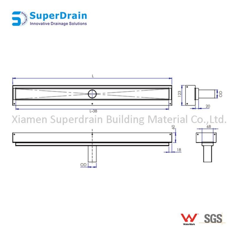 Watermark Tile Insert Linear Shower Drain Popular for Europe