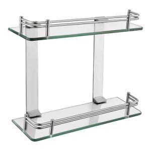 Luolin -Saver in Future- Double Glass Shelf Glass Rack, Corner Rack Rectangle Shower Shelf, Shower Caddy Bath Organizer Tray Display, 27240-7