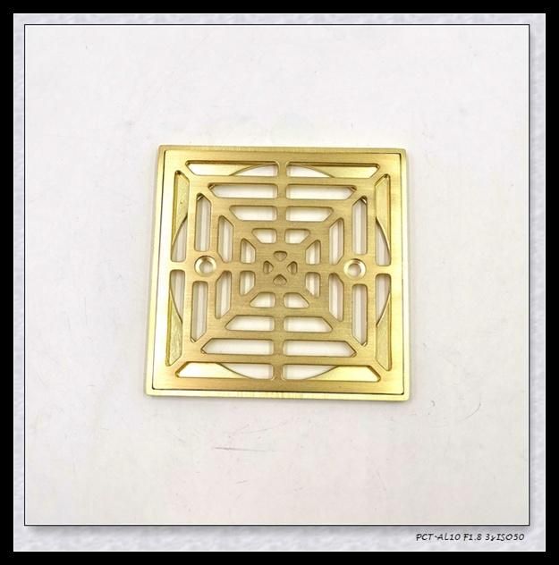 Zinc Alloy Brushed Gold 4" Square Shower Drain