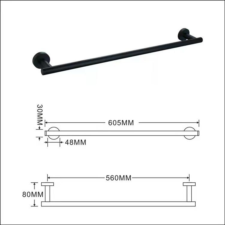 Bathroom Hardware Matte Black Stainless Steel Towel Rack