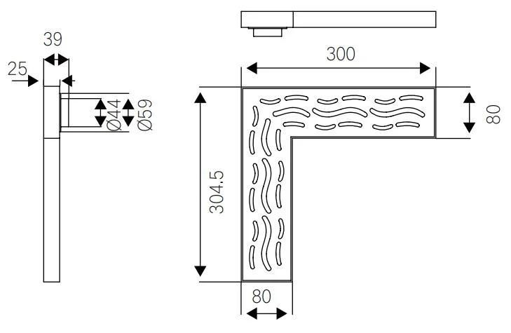 Pd-33175 Bathroom Accessories L-Shape Stainless Steel Floor Drain (Satin finished)