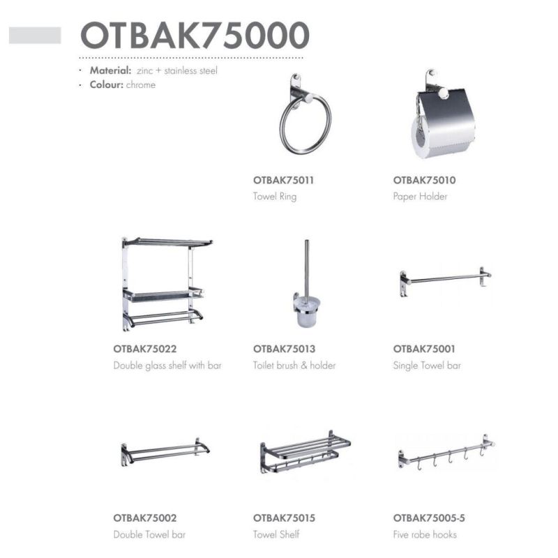 Ortonbath 5-Hook Bathroom Hardware Set Includes 24 Inches Adjustable Towel Bar, Toilet Paper Holder, Towel Ring Bathroom Accessories