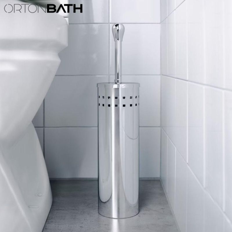 Ortonbath Anti-Bacteria Bathroom Stainless Steel Silicone Toilet Cleaning Brush Floor Standing Silicone Wall Hung Toilet Cleaning Brush Holder Accessories