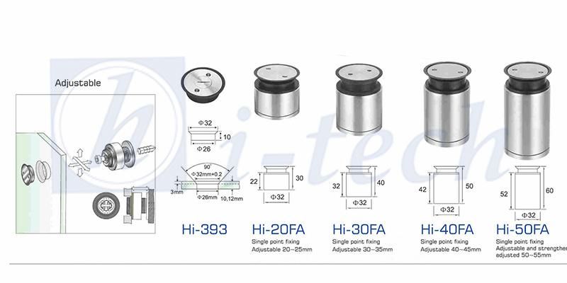 Hi-30fa Stainless Steel Double Pin Fitting Round Solid Standoff Pin Glass Adaptor, Adjustable Standoffs