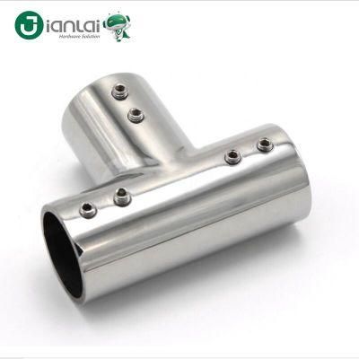 Shower Door Hardware Stainless Steel Round Tube 3 Way Pipe Connector