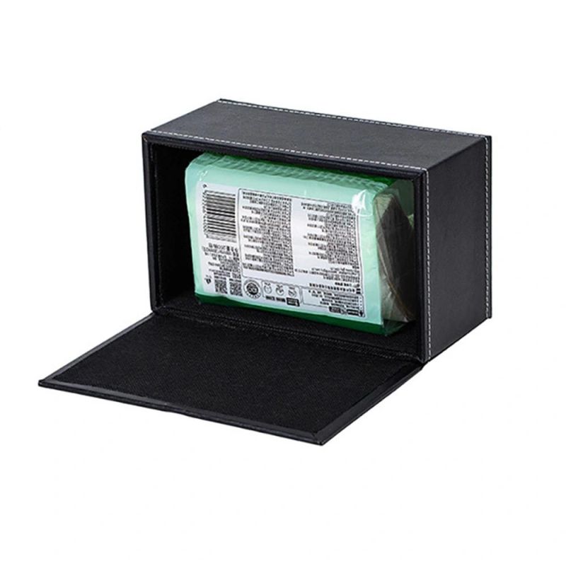 Customized Hot Sale Fashion Black Rectangular Leather Tissue Box