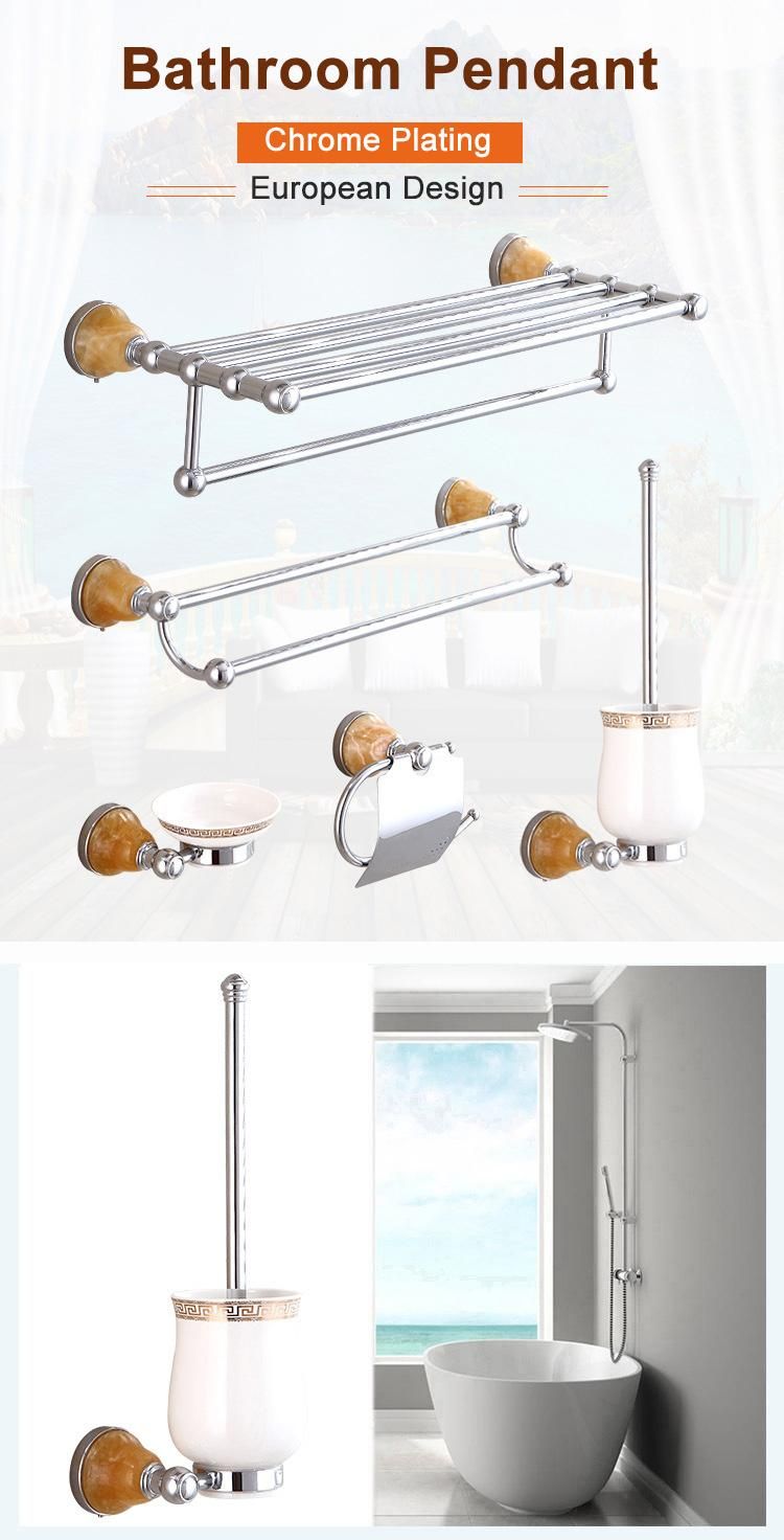 Commercial Hotel Wall Mounted Chrome Plating Marble Decorate Bath Towel Rack Set