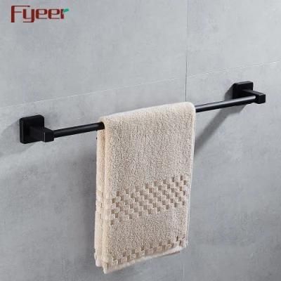 Fyeer Bathroom Accessory Aluminum Matt Black Single Towel Bar