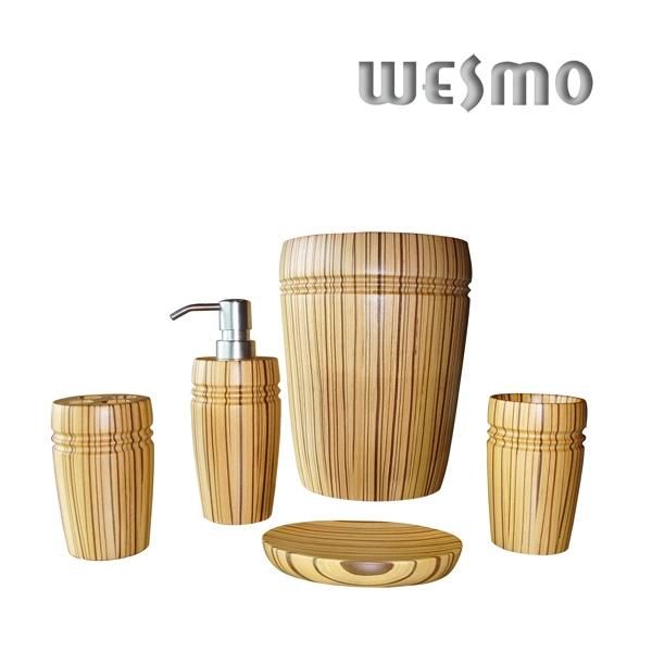 Rubber Wood Bathroom Accessory Set (WBW0453A)