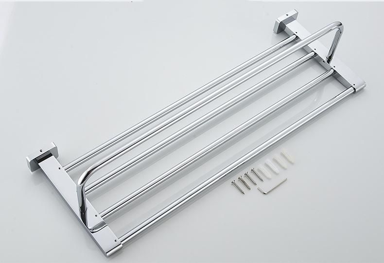 Bathroom Brass Towel Rack Polished Chrome Two Layers Towel Shelf