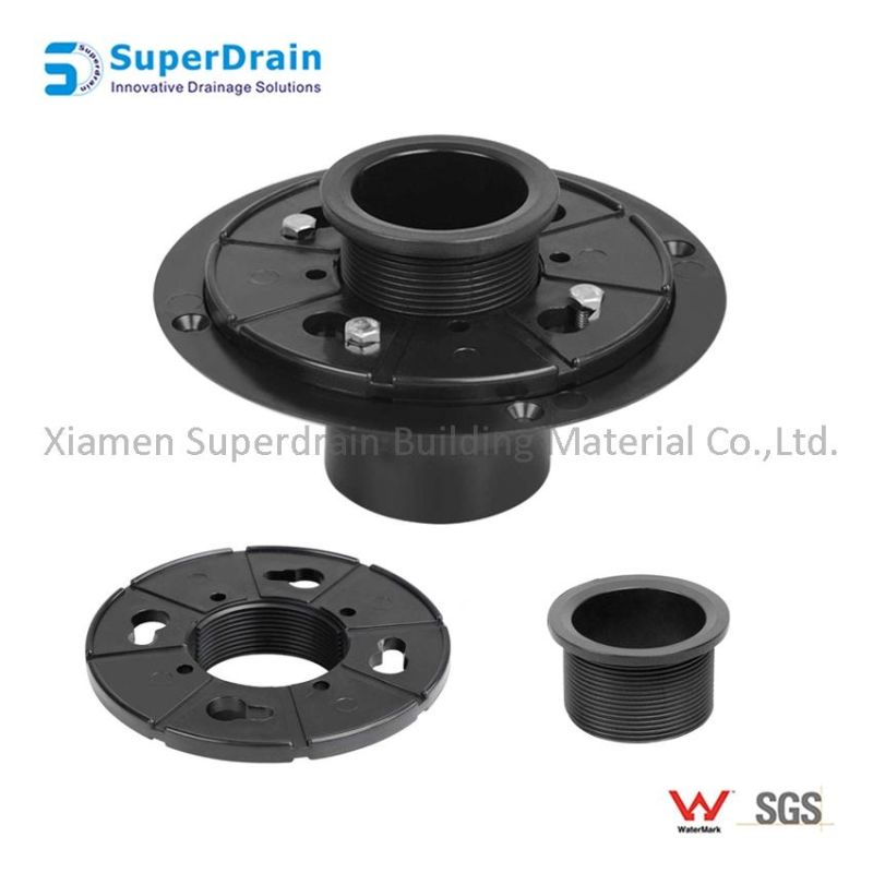 China Supplier ABS Black Shower Drain Vertical Flange Base