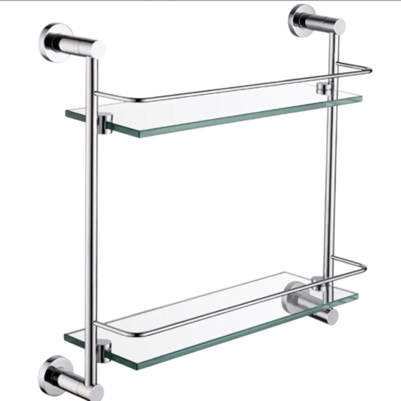 Stainless Steel 304 Bathroom Double Tempered Glass Shelf