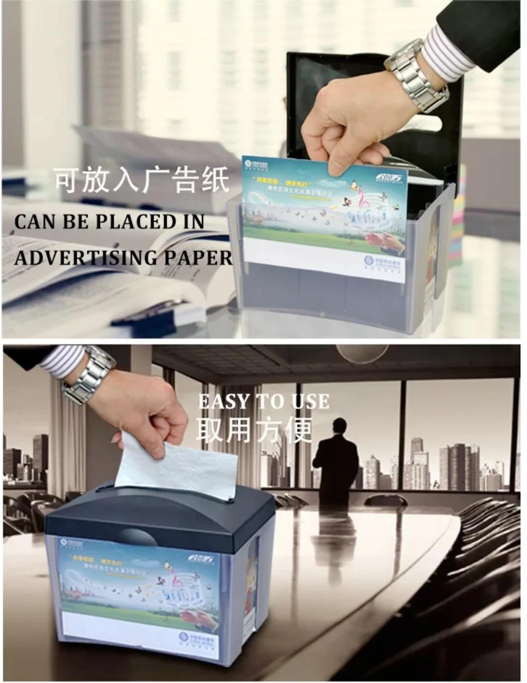 Facial Tissue and Interfold Paper Towel and Table Napkin Dispenser with Billboard Clamp