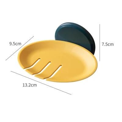 Dish Bathroom Holder Plastic Tray Drain Bamboo Rack for Boxes with Shower Wooden Wall Case Leaf Silicone Shape Soap Storage Box