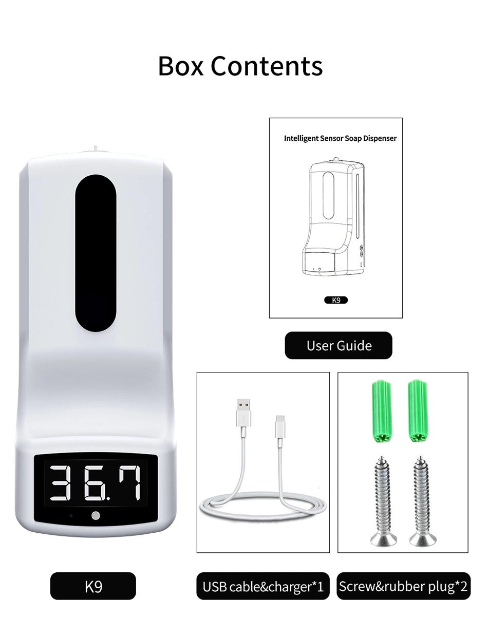 Wholesale K9 Thermometer Automatic Contactless Gel Soap Hand Sanitizer Dispenser