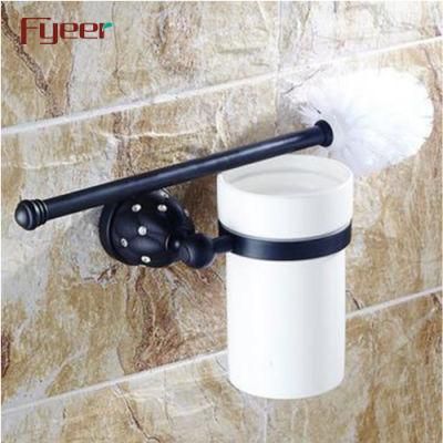 Fyeer Black Series Bathroom Accessory Brass Toilet Brush Holder